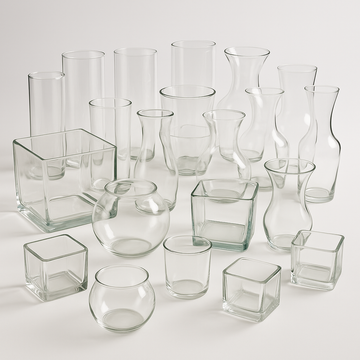 Wholesale clear glass vases for florists — rose vases, cylinder vases, cube vases and containers for floral arrangements from NY Floral Supply